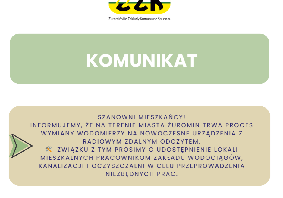 Wymiana wodomierzy Miasto Żuromin