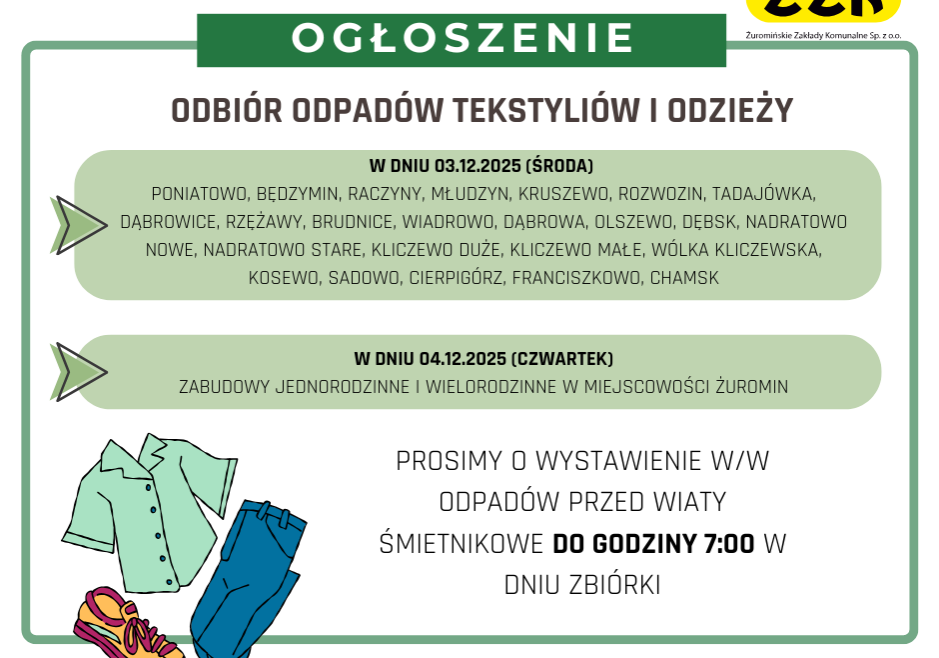 Zbiórka tekstyliów i odzieży