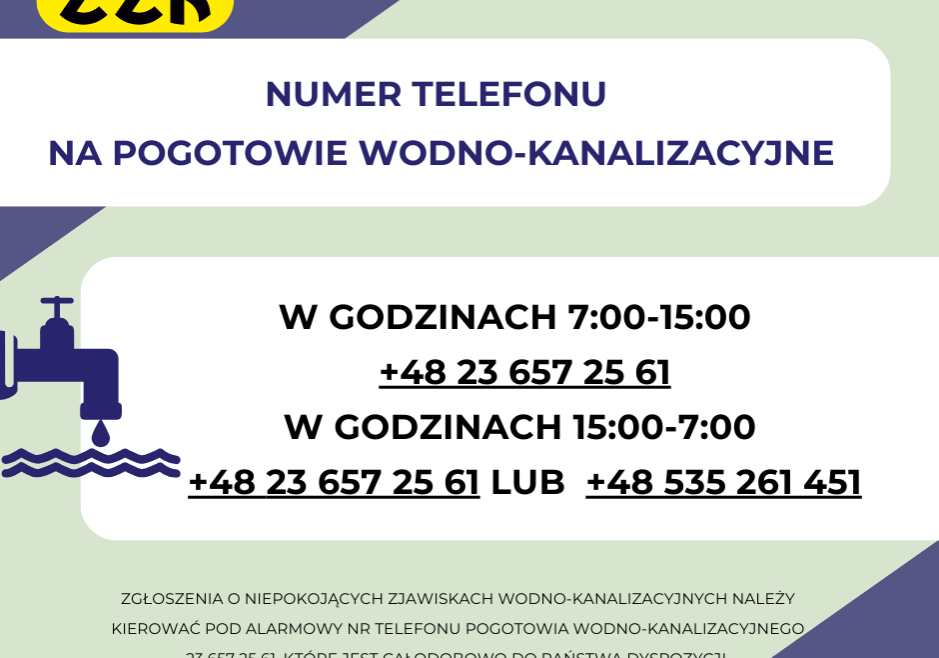 Numer telefonu- awarie wodociągowo-kanalizacyjne