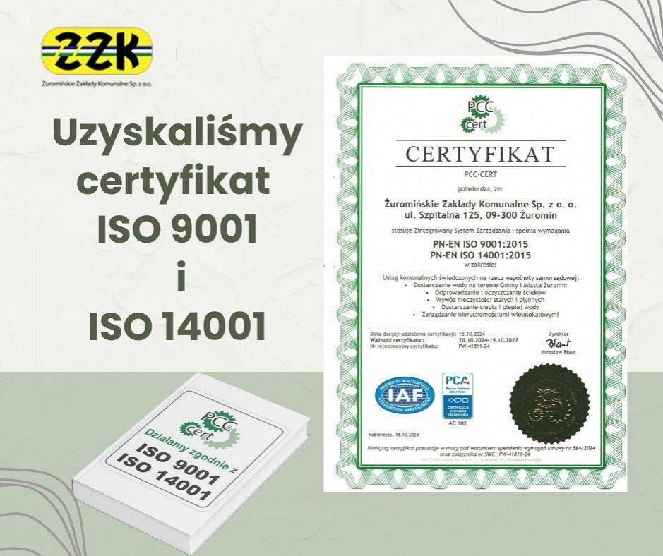 Otrzymaliśmy międzynarodowe certyfikaty ISO 9001:2015 oraz ISO 14001:2015