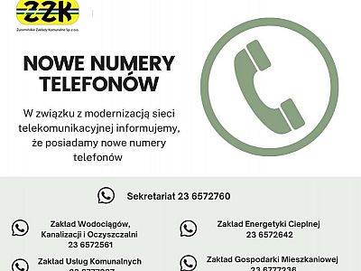 Nowe numery telefonów kontaktowych