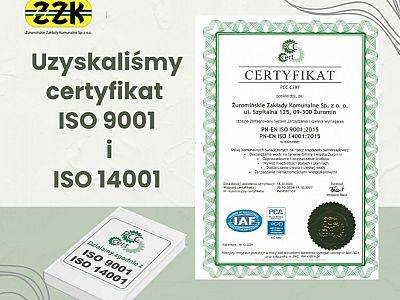 Otrzymaliśmy międzynarodowe certyfikaty ISO 9001:2015 oraz ISO 14001:2015