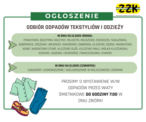 Zbiórka tekstyliów i odzieży