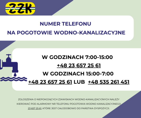 Numer telefonu- awarie wodociągowo-kanalizacyjne